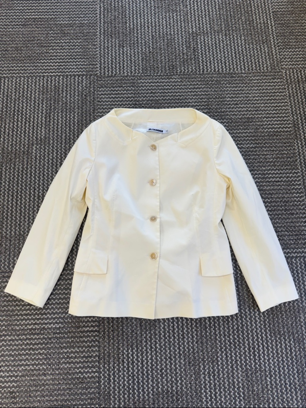 Jil Sander Ivory Structured Jacket | Minimalist Luxury Blazer | Size 10